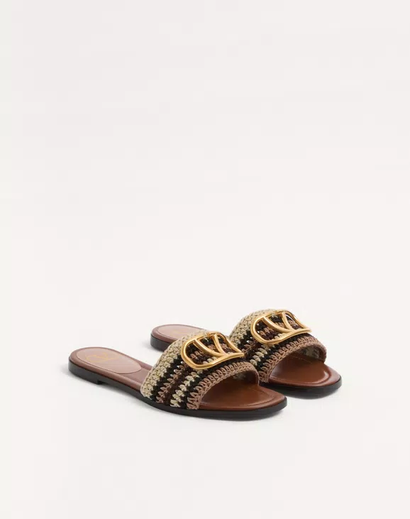 Valentino Vlogo Signature Slide Sandal With Crochet Embroidery - Image 7